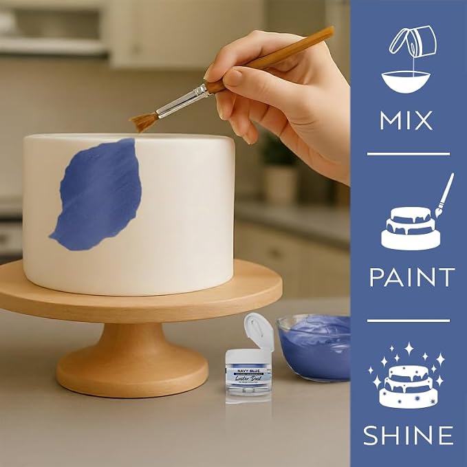 Luster Dust - Navy Blue (4g 1x Jar) | Edible Vegan Dust & Paint for Cake Decorating, Ice Cream, Desserts, Cocktails and Beverages by Bakell