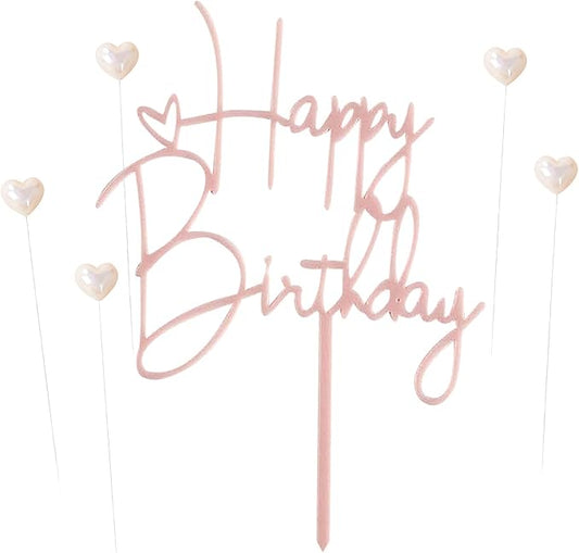 Happy Birthday Cake Topper Birthday Cake Decoration Party Cake Supplies (White cake topper)