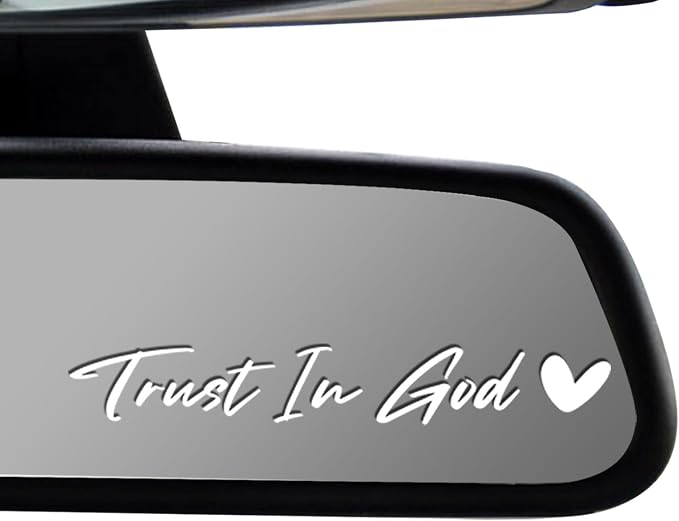 3 x Trust In God Mirror Decal White Stickers for Cars Rearview Mirror Decal for Women Cute Decals Vinyl Affirmation Stickers for Window, Mirror, Tumbler, and Water Bottle