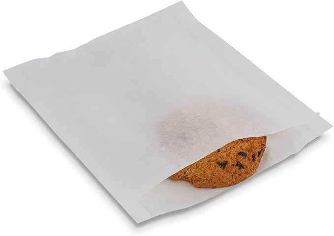 MT Products White Wax Cookie Bags 6" x 6.5" - Grease Resistant Paper Bakery Bags - Pack of 150