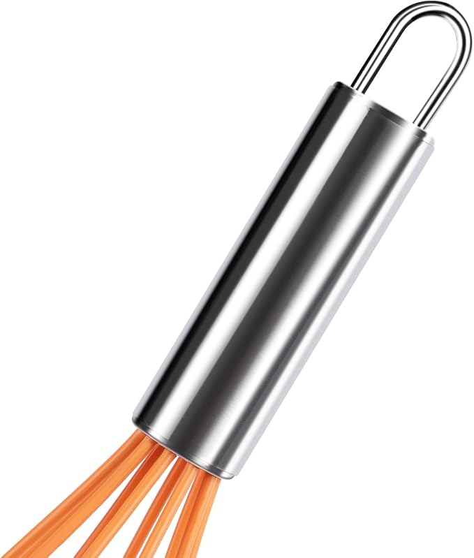 BAEKZ Multi-Color Mini Silicone Kitchen Whisks with Stainless Steel Handles Milk Beater Egg Beater Balloon Whisk for Blending Stirring Whisking and Beating(6.2in, Four colorsl, 8)
