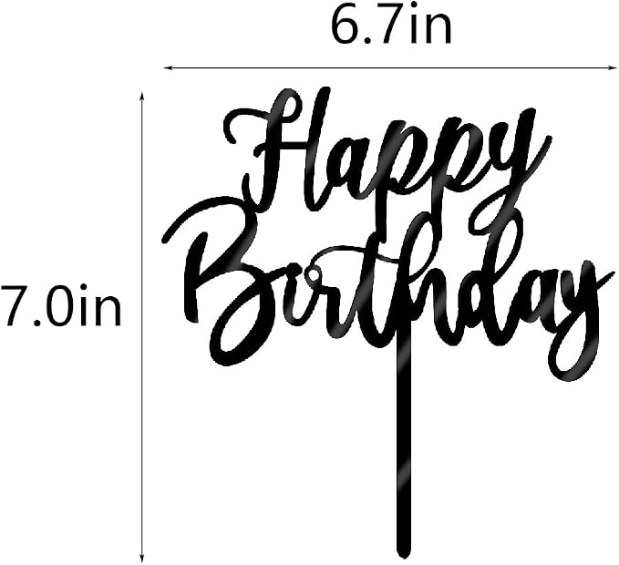 Happy Birthday Cake Topper, Cake Decoration Suitable For Party Decoration For Anniversary/Birthday (Acrylic black)