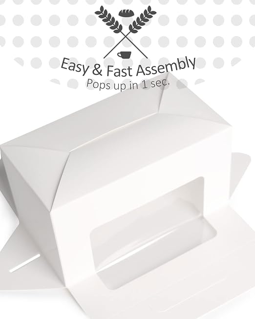 qiqee 100 Packs Cupcake Box Two Holder 6.5x3.6x3.5inch(2.2" Top) White 2 Cupcake Boxes With Window（100 Boxes+100 Inserts）