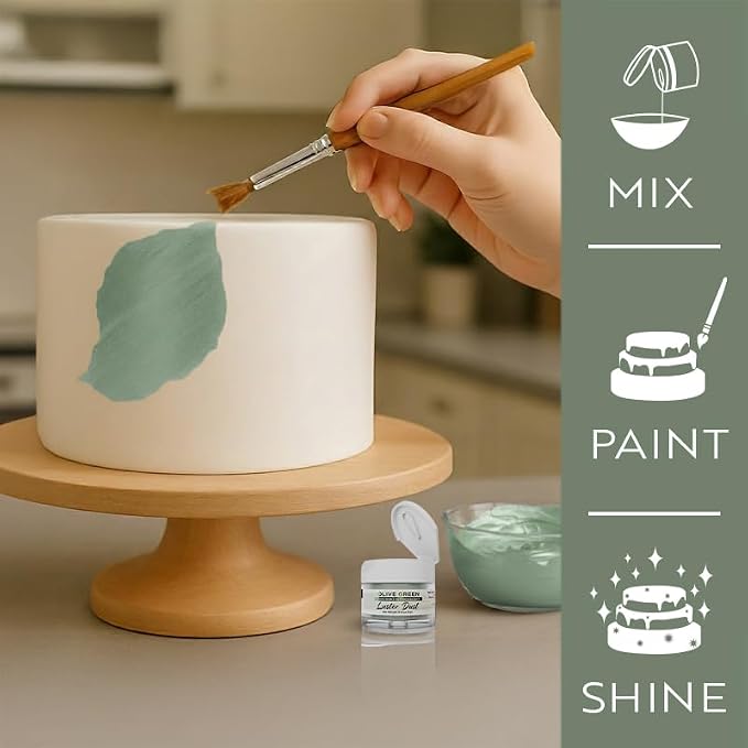 Luster Dust - Olive Green (4g 1x Jar) | Edible Vegan Dust & Paint for Cake Decorating, Ice Cream, Desserts, Cocktails and Beverages by Bakell