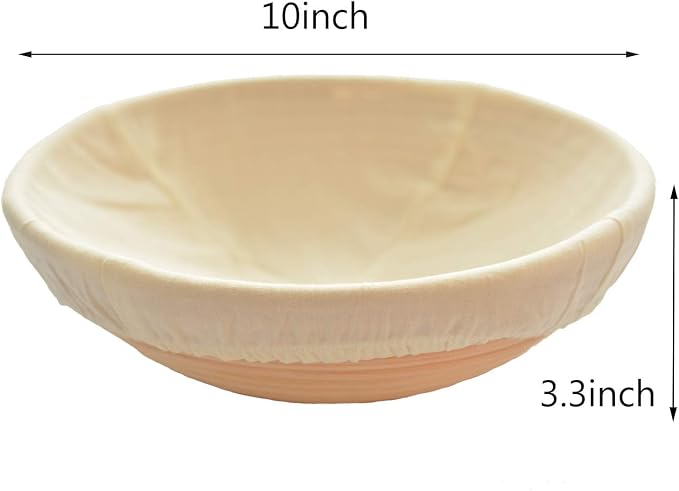 1pcs 10" Round Banneton Brotform Bread Dough Proofing Rising Rattan Basket & Liner,Banneton Proofing Basket Set - for Home Bakers (Sourdough Recipe) & Bread Making