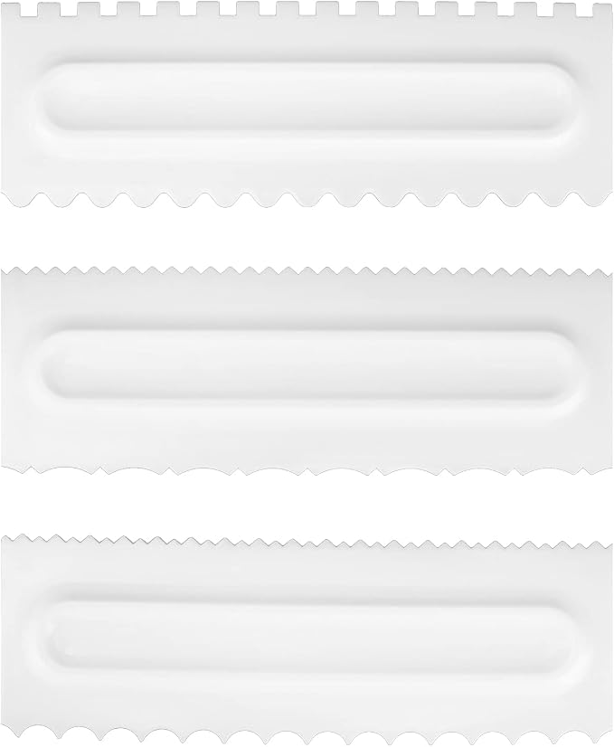 3Pcs Set Cream Scraper Plastic Scraper Fondant Cake Modeling Tool Professional Cake Decorating Kit for Baking Enthusiasts White 22x7.2cm