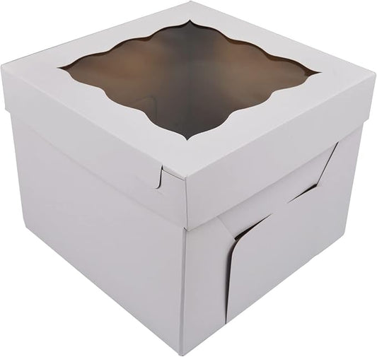 KBG Cake Boxes 10pcs 10x10x10 Inches With Window Tall Cake Box for Tier Cakes for Wedding Birthday Transport,Sturdy White Bakery Box Disposable Cake Containers Cake Boxes 10 inch