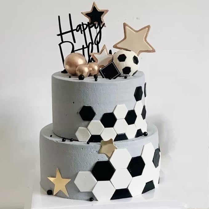 Soccer Ball Cookie Cutter,Hexagon Cookie Cutter,Football Cake Decorations - 4 Sizes Geometric Biscuit Cutters Sandwiches Pastry Cutter for Birthday Cake Cupcake Decorating Tools