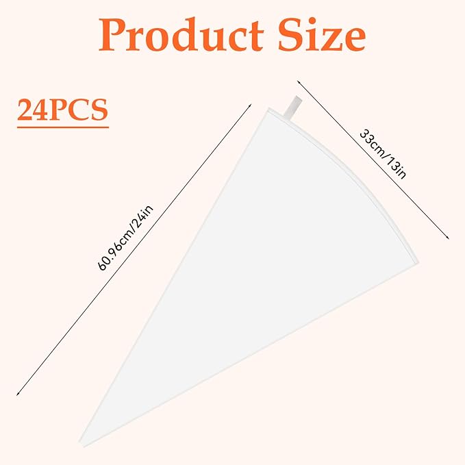 4 Pcs White Cloth Frosting Bags with Plastic Coating 24" Reusable Piping Pastry Bags Large Canvas Cake Decorating Bag Icing Piping Bag for Frosting, Icing, Cakes, Cupcakes, Cookies