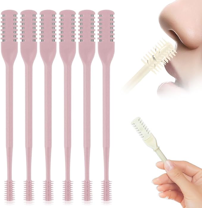 3PCS Nasal Hair Cutter Portable Travel Essentials,2026 Manual 360° Rotating Nostril Hair Removal Tools Double Sided Nose Hair Blade,Nose Hair Cutter for Women Men (Pink, 6 Pack)