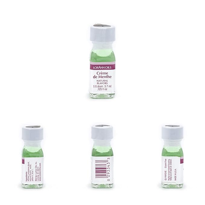 LorAnn Oils Super Strength Flavoring, Used For Candy Making, Flavoring Extracts, Baking, Hard Candy, & Flavor Oils - Bold, Natural Flavors 4X Stronger Than Extracts, Mint Variety, 4 Pack, 0.125 fl oz