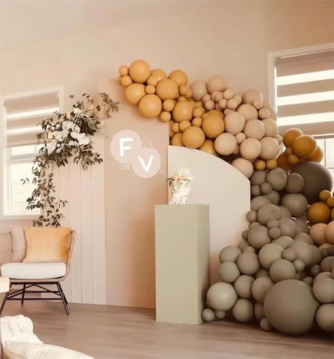 Boho Balloons Garland Arch Kit, 146 Pcs Brown Nude White Balloons Different Sizes for Girls Baby Shower Garden Tea Party Bachelorette Birthday Wedding Decorations