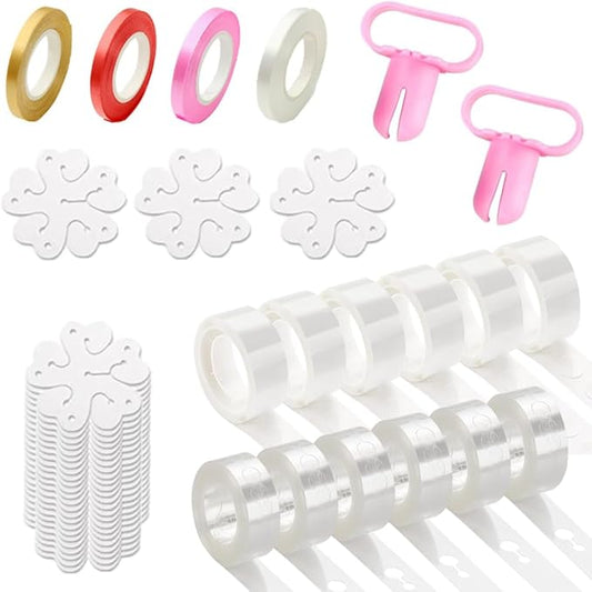 38-in-1 Balloon Arch Garland Kit, 6 Rolls 98ft Tape Strips, 6 Rolls 600 Glue Dots, 20 Flower Clips, 4 Ribbons and 2 Tie Tools for Birthday Wedding Party Decoration