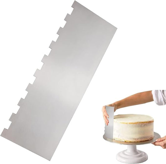 8.6 Inch Stainless Steel Cake Scraper Metal Scraper for Cake Smoother Leveler Scraper Cake Decorating Comb Cake Cutter for Mousse Butter Cream (Style 2)