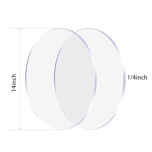 1 Pieces 1/4" Round Plexiglass Sheet, 14 Inch Diameter Clear Acrylic Circle, Round Cake Disk Acrylic Sheet, Plexiglass Table Top, Acrylic Backdrop