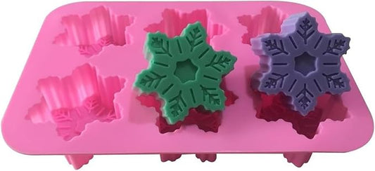 AKOAK 6-cavity Silicone Cake Mold, DIY Handmade Soap Mold, Non-stick Donut Mold, for Chocolate Pudding Jelly Muffin Cups, Kitchen Baking Decoration (Snowflake)
