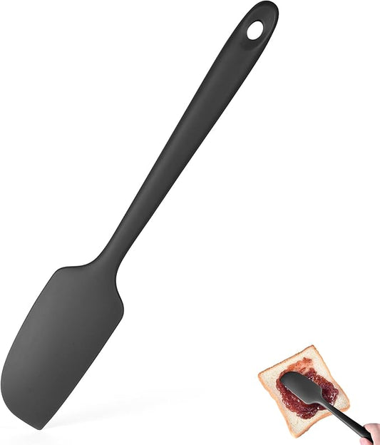 600°F Heat Resistant Small Spatula, Doosu Mini Food-Grade Silicone Bowl Scraper Compact Flexible Kitchen Cooking Baking Tool for Scraping Jar Jams Nut Butters & Mixing Stirring Sauce (Black)