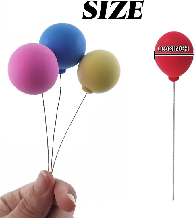 GXXMEI 50PCS Balloon Cake Topper Mini Colorful Balloon Cake Picks Round Balloon Cupcake Topper Cake Decoration for Party Decorations Birthday Wedding