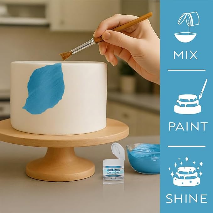 Luster Dust - Classic Blue (4g 1x Jar) | Edible Vegan Dust & Paint for Cake Decorating, Ice Cream, Desserts, Cocktails and Beverages by Bakell