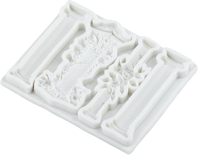 European Vintage Roman Column Silicone Mold Baroque Relief Pattern Pillar Fondant Molds for Cake Decorating Cupcake Topper Candy Polymer Clay Chocolate Gum Paste