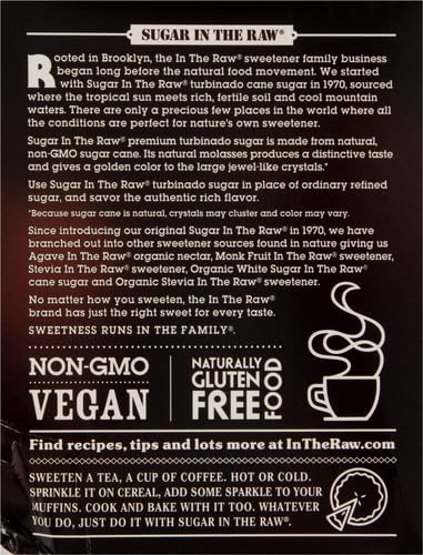 Sugar In The Raw Turbinado Cane Sugar Packets, 100 Ct, Pure, All-Natural Turbinado Sugar, Non-GMO Project Verified, Kosher, Vegan and Gluten Free (Pack of 2)