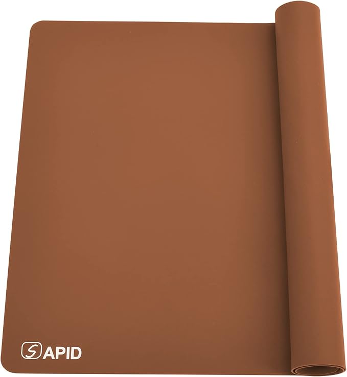 Sapid Extra Large Silicone Sheet for Crafts, Thick Silicone Jewelry Casting Mats, Nonstick Nonslip Silicon Mat for Epoxy Resin, Art Painting, Heat- Resistance Counter Mat (20"×27.9", Brown)