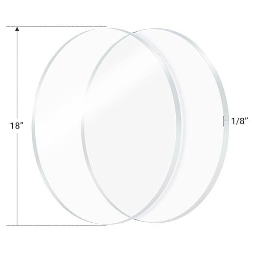 2 Pieces 1/8" Round Plexiglass Sheet, 18 Inch Diameter Clear Acrylic Circle, Cake Disk Acrylic Sheet, Plexiglass Table Top, Round Acrylic Backdrop