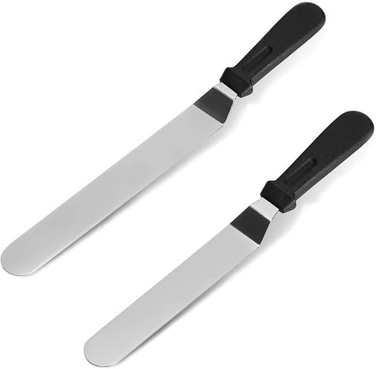 Stainless Steel Offset Spatula Frosting Smoother Cake Spatulas, for Cake Decorating, Angled Icing Spatula Set with 6" & 8" Blade, Baking, 2 pack