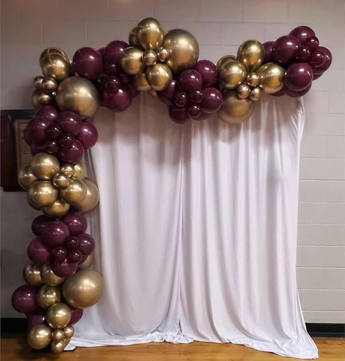 Burgundy Balloon Arch Kit, 140Pcs Burgundy Maroon Gold with Stars Balloon Garland kit, Different Size Balloons for Valentines Day Birthday Anniversary Bridal Shower Wedding Party Decorations