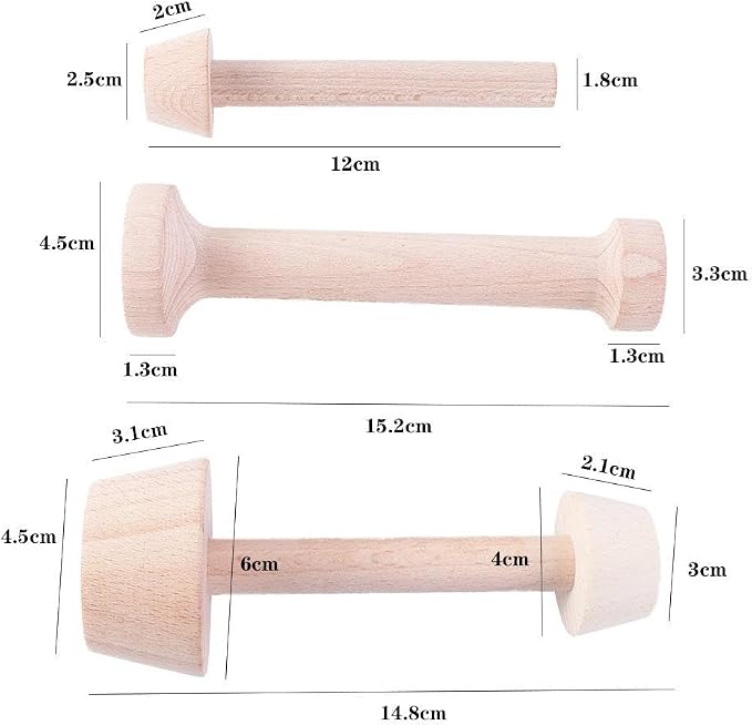 Pokinge 3PCS Wooden Egg Tart Tampers Dough Press Eggtart Mould, Double Sided Egg Tart Pusher Shaping Baking Portable Eggtart Mould DIY Baking Gadgets