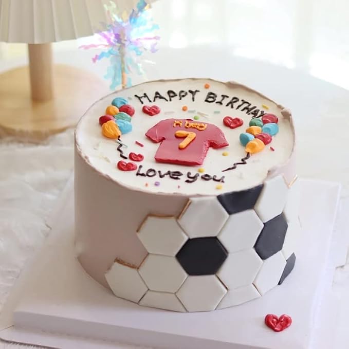 Soccer Ball Cookie Cutter,Hexagon Cookie Cutter,Football Cake Decorations - 4 Sizes Geometric Biscuit Cutters Sandwiches Pastry Cutter for Birthday Cake Cupcake Decorating Tools