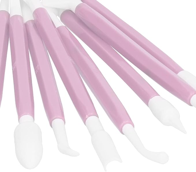 8PCS Carving Knife Baking Craft Tool Fondant Sculpting Tool Plastic Cake Decorating Pens Cake Decorating Kit Cutting Blade Pick Tool Cake Pastry Carving Cutter for Bakery (Pink OPP bag)