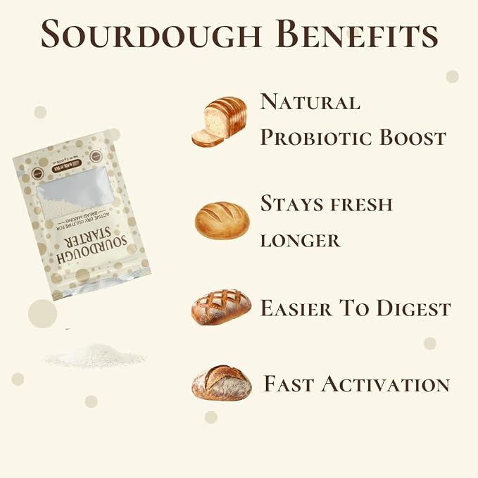 Sourdough Starter Culture – Dehydrated Wild Dry Yeast for Baking Homemade Artisan Bread – Organic, Non-GMO, Fresh, Long-Lasting & Beginner-Friendly (5 Grams)