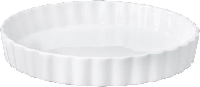 HIC Kitchen Round Quiche Dish, Fine Porcelain, 8-Inch