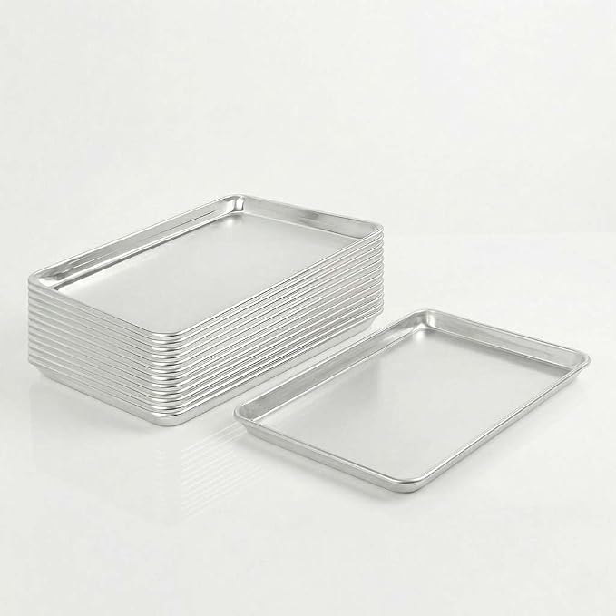 13" x 18" Half Sheet Pan 12 Pack Commercial Aluminum Baking Tray for Food Service