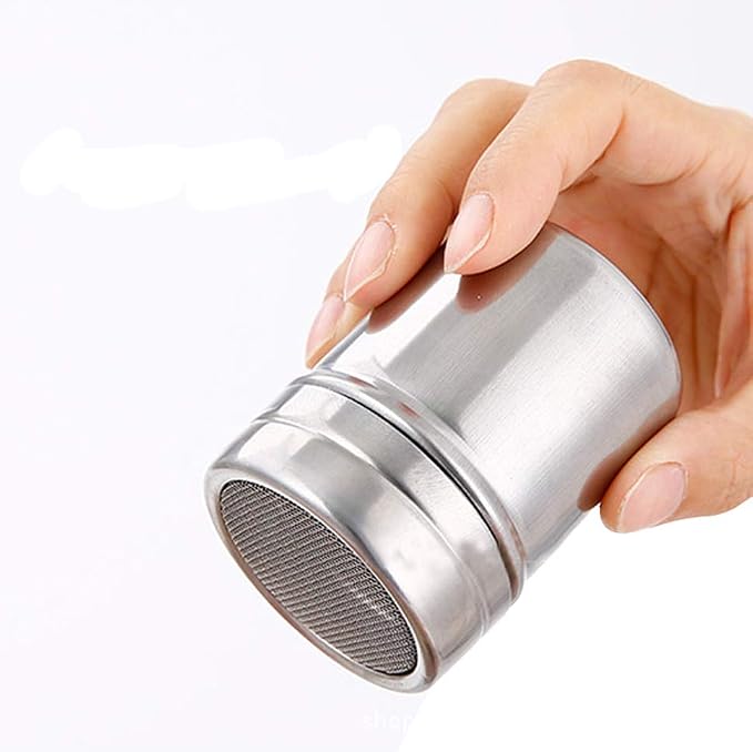 Powder Shaker with Lid,Stainless Steel Fine Mesh Shaker, for Sifter Cocoa,Cinnamon Powder,Icing Sugar,Chocolate Coffee (6 Pcs Small)