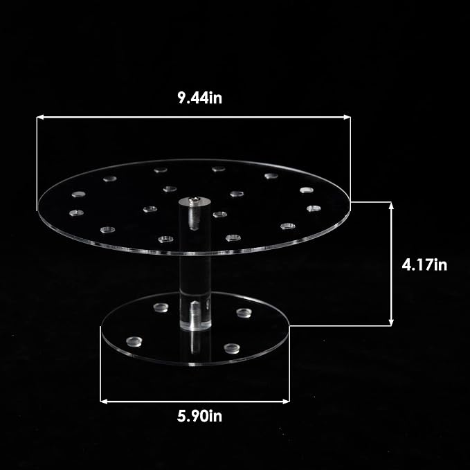 Clear Round Acrylic 16 Holes Push Pop Cake Stand for Party, Wedding, Bakery (9.44'' of Diameter)
