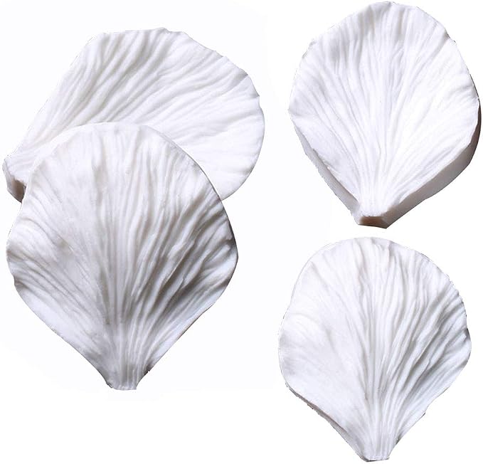 KALAIEN 5pcs Stainless Steel Peony Cutter 2pcs Fondant Silicone Mold Gumpaste Peony Sugarcraft Flower Veining Mold Veiner Petal Making Tool