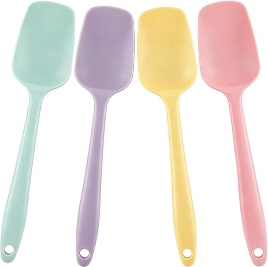 4 PCS,7.8Inch Silicone Spatulas Rubber Spatula Small Spatula Baking Mini Spatula Mixing Tool for Nonstick Cookware (4 colors)