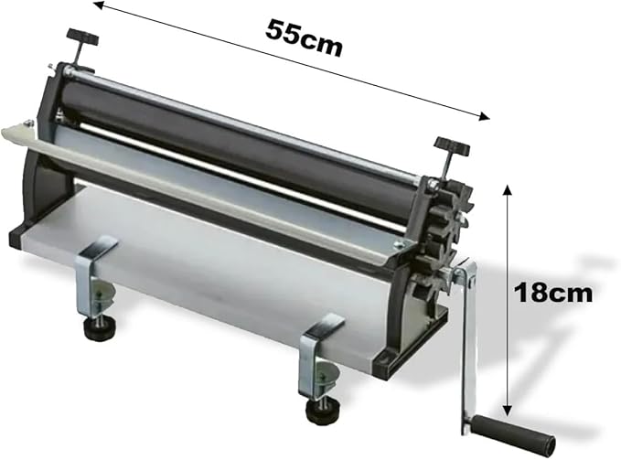 18-Inch Pizza Dough Roller Machine with Hand Crank - Pasta Maker, Dough Sheeter Features Non-Stick Rollers with Thickness Control - Solid Steel and Aluminum Construction