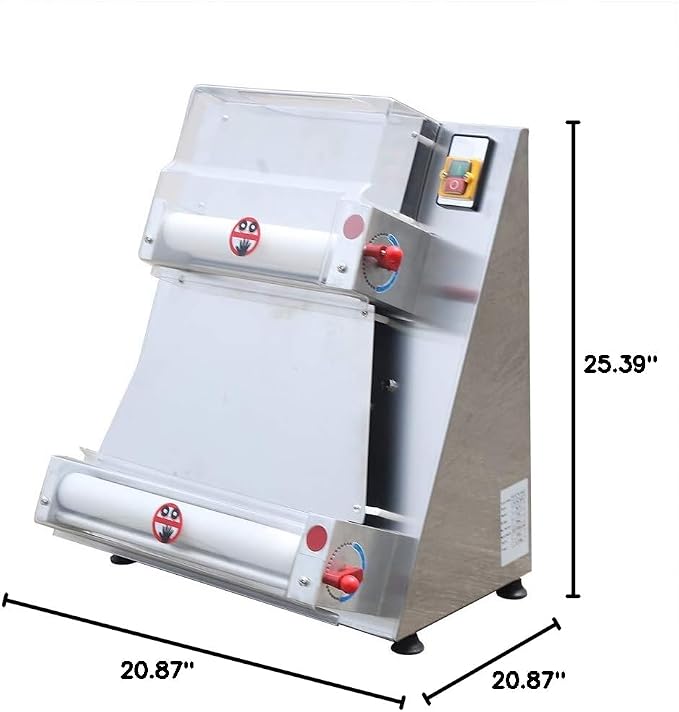 Pizza Dough Roller Sheeter, Max 16" Automatic Commercial Dough Roller Sheeter, 110V 370W Electric Pizza Dough Roller Stainless Steel, Suitable for Noodle Pizza Bread and Pasta Maker Equipment