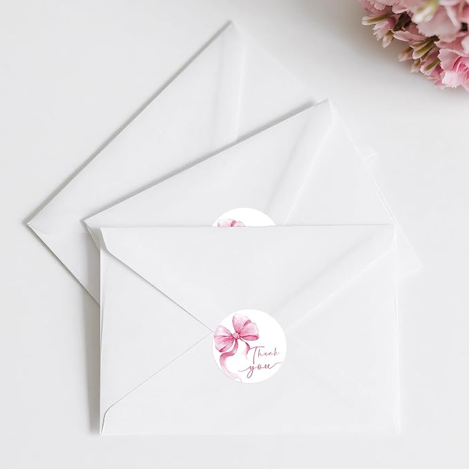 Anwyll Bow Thank You Stickers - Pink Thank You Stickers for Small Business 480Pcs 1.5In Thank You Sticker for Packaging Self Adhesive Thank You Party Favor Seal Label Sticker for Baby Shower Birthday