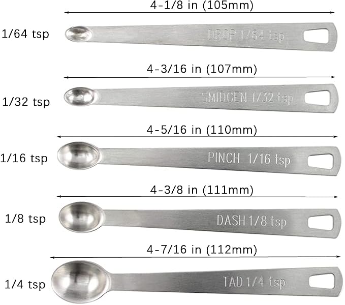 1Pack Mini Measuring Spoons Set, Heavy Duty Stainless Steel Teaspoon for Cooking and Baking, Suitable for Small Amount of Dry or Liquid Ingredients and Spices