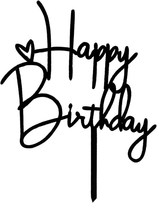Happy Birthday Cake Topper Cake Topper Decoration Birthday Cake Supplies (Black cake topper)