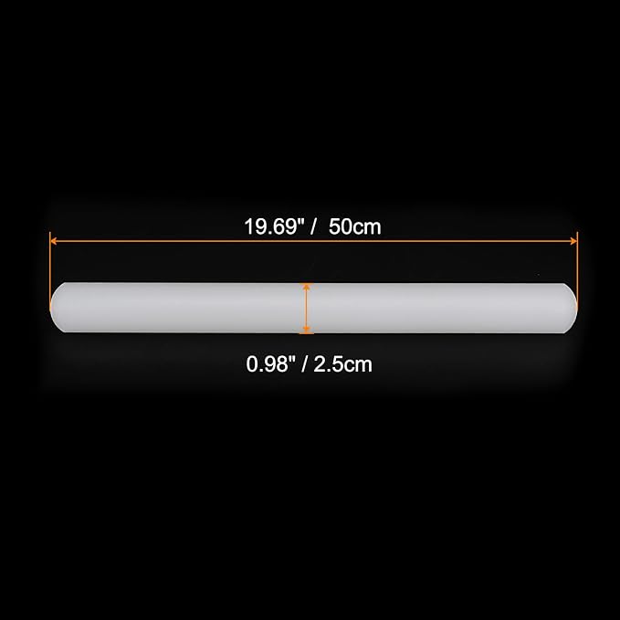 HARFINGTON Fondant Rolling Pin PP 50cm x 2.5cm Non Stick for Baking White