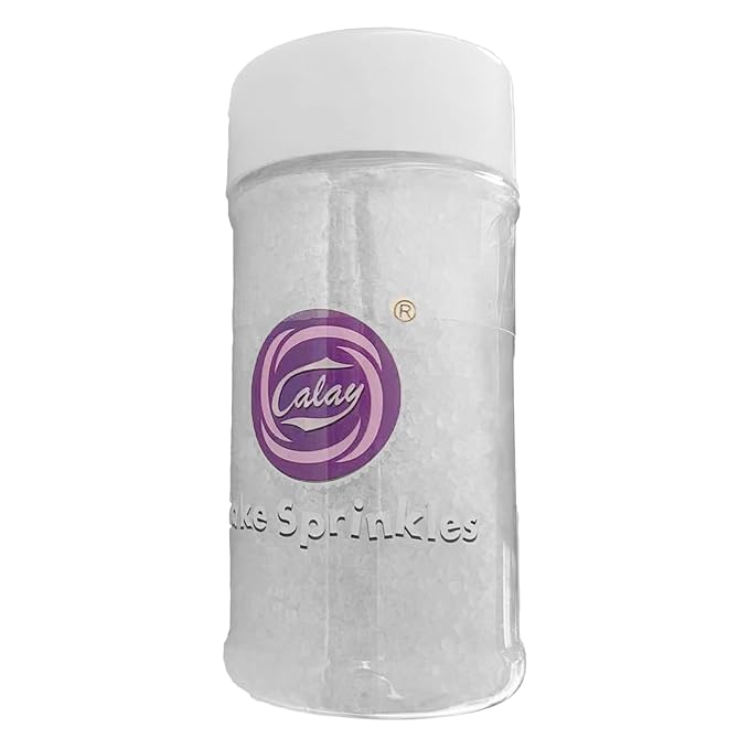 Sentovac White Sanding Sugar for Baking Edible Sparkling Coarse Sugar Crystals Sprinkles for Baking Topping Cake Cookie Cupcake Topper Ice Cream Decoration Supplies 3.2 OZ