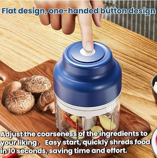 Electric Food Chopper, Mini Vegetable Chopper, Cordless Food Processor With 6 Stainless Steel Blades, USB Rechargeable Kitchen Helper For Garlic Onion Vegetables, Portable Design, 320ml Bowl Capacity