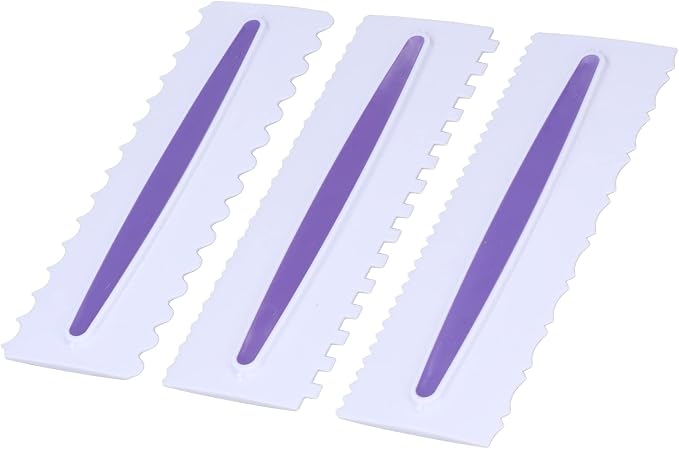 3 Pack Cake Scraper Set Plastic Icing Smoother with Glossy Finish for Cake Decorating Edge Design