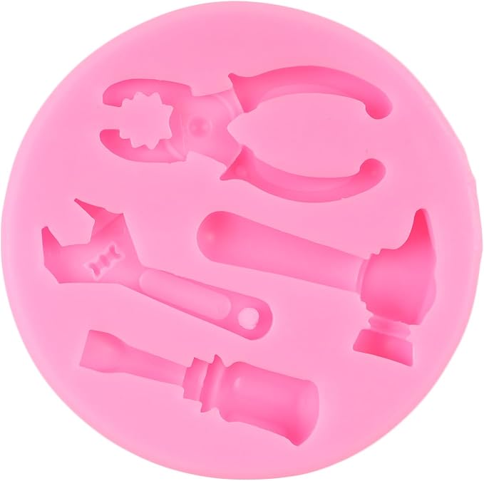 Hand Tools Silicone Mold Construction Tools Chocolate Fondant Molds Wrench Hammer Pliers Molds for Cake Decoration Cupcake Topper Candy Sugar Craft Polymer Clay Gum Paste