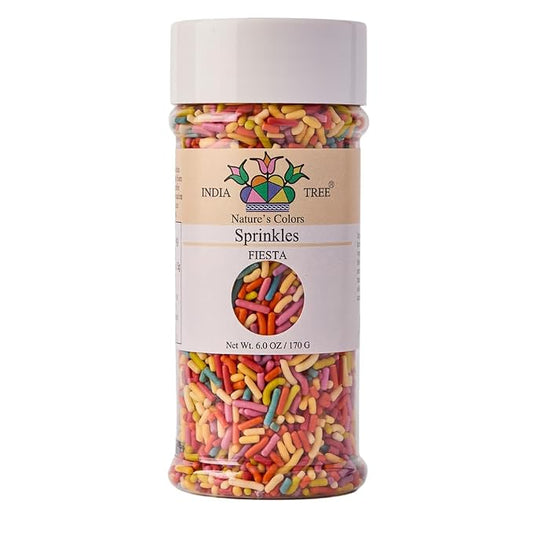 Bright Rainbow Sprinkles – Vegan, Non-GMO, Dye-Free, Allergen-Free, Plant-Based Colors, 6 oz Jar – India Tree Nature’s Colors Fiesta